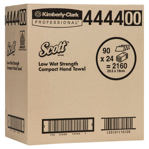 SCOTT® Low Wet Strength Towel (4444), Compact Towels, 24 Packs / Case, 90 Hand Towels / Pack (2160 Hand Towels)