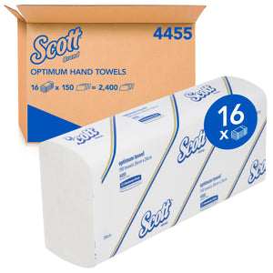 SCOTT® Optimum Hand Towels (4455), Folded Paper Towels, 16 Packs / Case, 150 Hand Towels / Pack (2,400 Towels)