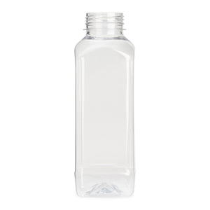 450ml Square Bottles Clear PET Plastic With Lids 38mm Tamper Evident