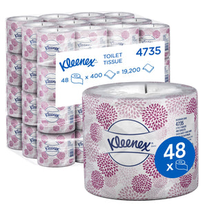KLEENEX® Toilet Tissue (4735), 2 Ply Toilet Paper, 48 Toilet Rolls / Case, 400 Sheets / Roll (19,200 Sheets)