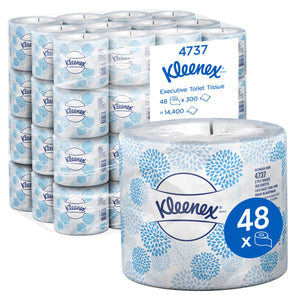KLEENEX® Executive Toilet Tissue (4737), 2 Ply, 48 Rolls / Case, 300 Sheets / Roll (14,400 Sheets)