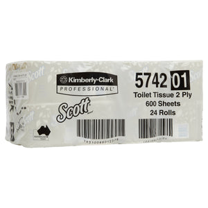 SCOTT® Toilet Tissue (5742), 2-Ply Toilet Roll, White, 24 Rolls / Case, 600 Sheets / Roll (14,400 Sheets)
