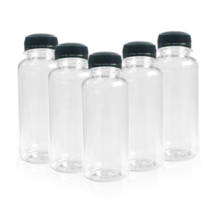 250ml Round Bottles Clear PET Plastic With 38mm Lids Tamper Evident - Packware