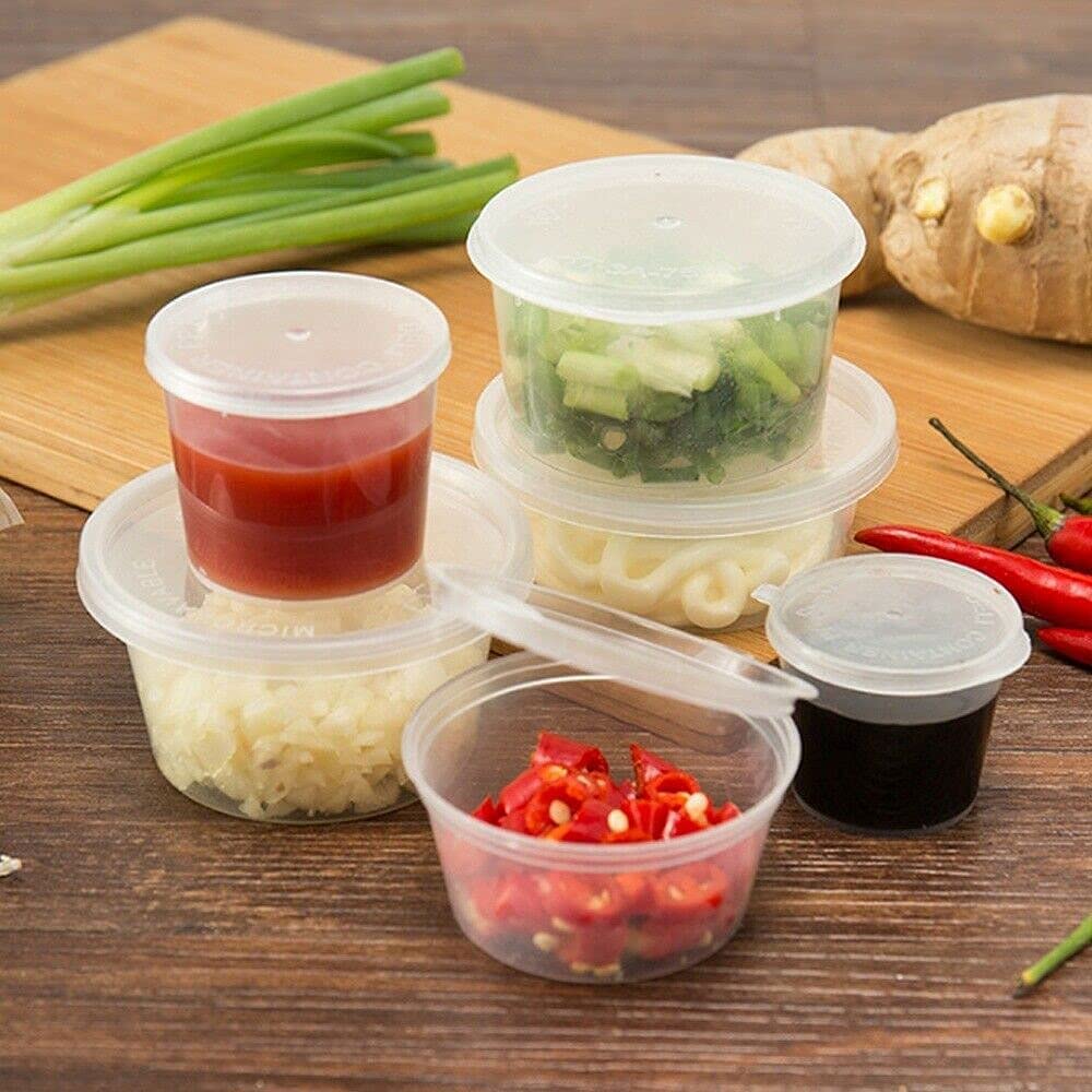 Sauce Plastic Containers With Hinged Lid Natural 70ml - Packware