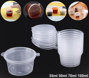 Sauce Plastic Containers With Hinged Lid Natural 28ml GENFAC