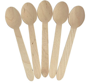 Eco-Friendly Wooden Spoons - Biodegradable & Compostable -16 cm Length