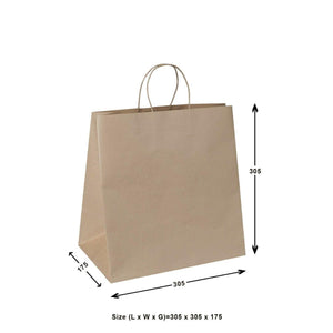 LARGE PAPER TWIST HANDLE BAG  305x305x175 (Ubar Eats Size) - Packware