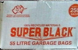 Garbage Bags "Super Black"-55 Ltr-250 Pieces - Packware
