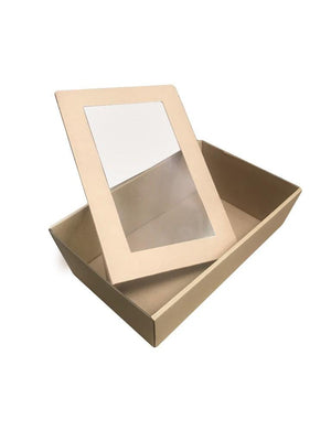 Catering Trays -Small- Brown 255X155X80mm With Kraft LIDS - Packware