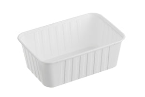 Ribbed Rectangle Plastic Containers White 1000ml GENFAC