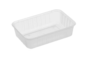 Ribbed Rectangle Plastic Containers Natural 680ml GENFAC