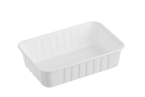 Ribbed Rectangle Plastic Containers White 680ml GENFAC
