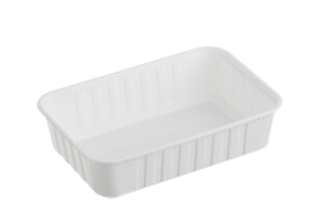 Ribbed Rectangle Plastic Containers white 750ml GENFAC