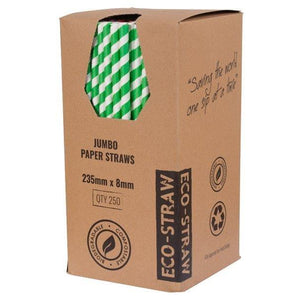Green White Jumbo Paper Straws - Packware