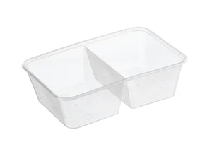 Rectangle Two Compartment  Plastic Storage Containers Natural 650ml GENFAC