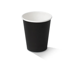 Disposable Black 12oz Hot Beverage Cups Single Wall Black - 90mm