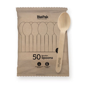 50 Pack - 16cm Wooden Spoon