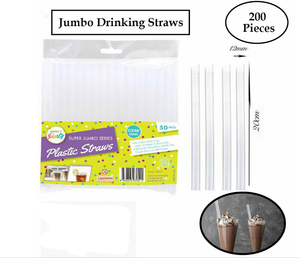 Super Wide Bubble Jumbo Party Straws Clear 1200 qty